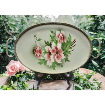 Bandeja em faiança com motivo floral 