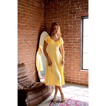 Vestido Cecilia Amarelo Manteiga 