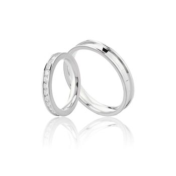 Aliança prata com pedras 3mm