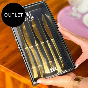 OUTLET Kit 6 Facas de Sobremesa Aço Inox Berna Champanhe