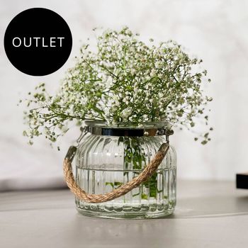 OUTLET Vaso de Vidro Canelado com Alça Rústica - 700ML
