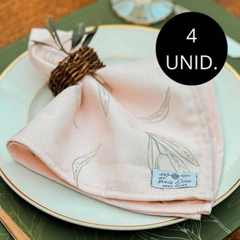 Kit 4 Guardanapos de Linho - Coleção Oliveiras