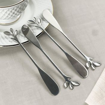 Kit 4 Espátulas de Aço Inox Leaves Prata - Wollf