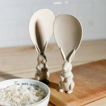 Kit 2 Colheres Coelho de Plástico - Bege