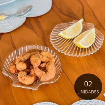 Kit 2 Bowls de Vidro Concha com Filete de Ouro