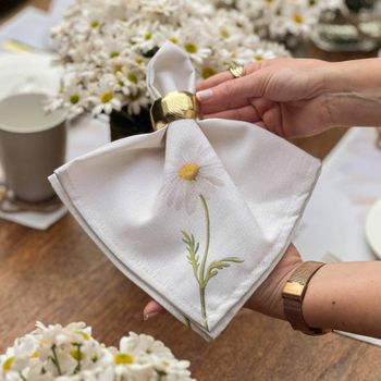 Guardanapo em Linho Misto - Coleção Margaridas
