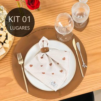 Kit 1 Lugar em Couro Ecológico - Coleção Sem Amor Eu Nada Seria