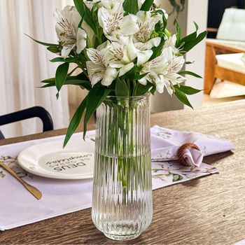 Vaso de Vidro Canelado Slim 20cm - 750ml