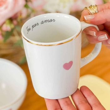 Caneca de Porcelana com Filete de Ouro - Coleção Foi Por Amor