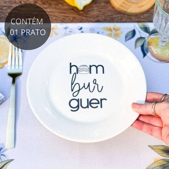 Prato de Porcelana Hambúrguer - 20cm