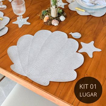 Kit 1 Lugar em Couro Ecológico - Coleção Mar Calmo