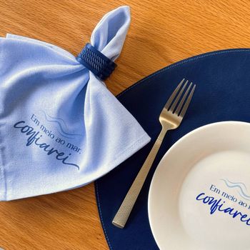 Porta Guardanapo Textura Cordão Azul  - Coleção Peixes