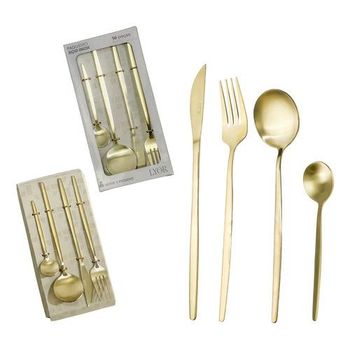 Faqueiro 16 Peças De Aço Inox  Ópera Champanhe Premium Lyor