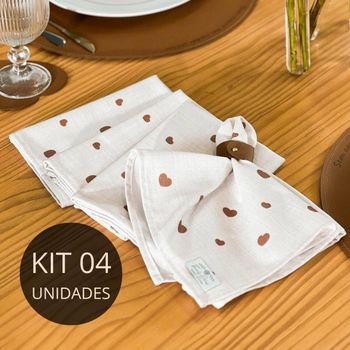 Kit 4 Guardanapos em Linho Misto - Coleção Sem Amor Eu Nada Seria