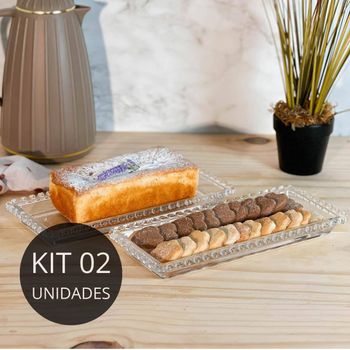 Kit 2 Travessas de Cristal Coração 30cm - Lyor