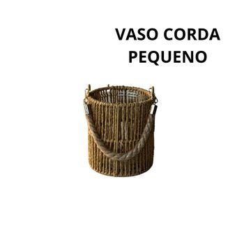 Vaso de Vidro com Detalhes de Cordas e Alça Rústica Vaso Pequeno