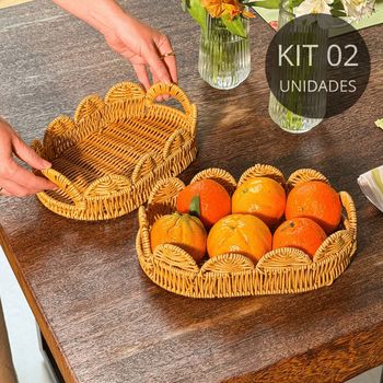 Kit 2 Cestas/Fruteiras Botânica em Rattan - Lyor