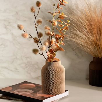 Vaso Canelado Ondas Textura Minimalista - Bege