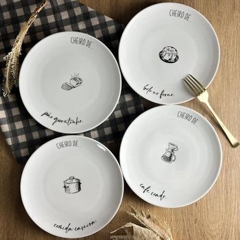 Kit 4 Pratos De Sobremesa - Coleção Memórias De Um Lar