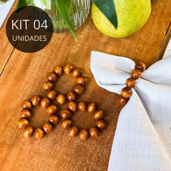Kit 4 Porta Guardanapos de Bolas em Madeira - Coleção Peras
