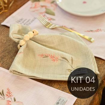 Kit 4 Guardanapos de Linho Verde - Coleção Ele Reina