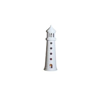 Farol com Porta Vela Branco - Coleção Peixes