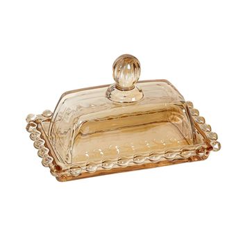 Manteigueira de Cristal Âmbar Para Servir Pequena - Wolff