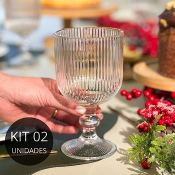 Jogo 2 Taças de Vidro Lines com Fio de Ouro - 380ml