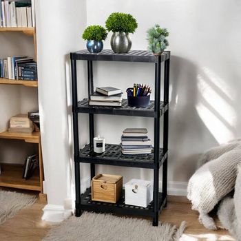 Estante Modular Reforçada 4 Prateleiras Preta Plástico 60cm