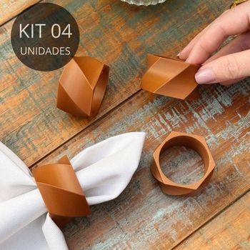 Kit 4 Porta Guardanapos Espirais Caramelo - Coleção Oliveira