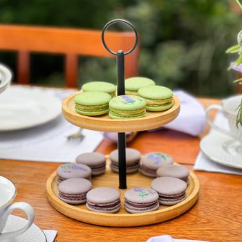 Suporte Doces Brigadeiro Cupcake 2 Andares Bambu Metal  20cm