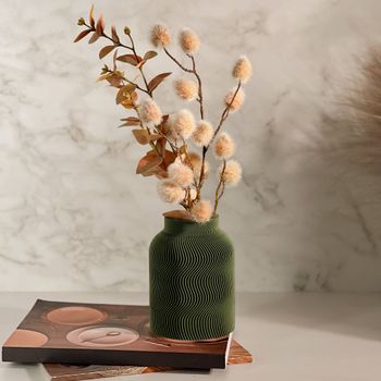 Vaso Canelado Ondas Textura Minimalista - Verde