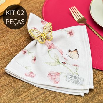 Kit Guardanapo + Porta Guardanapo - Jardim Regado