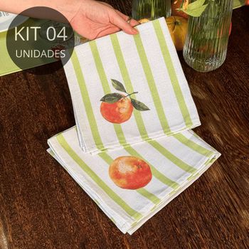 Kit 4 Guardanapos de Linho - Coleção Tangerinas