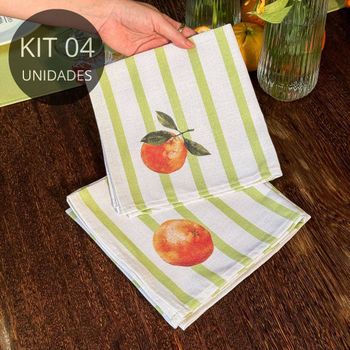 Kit 4 Guardanapos de Linho - Coleção Tangerinas