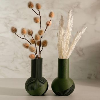 Kit 2 Vasos Bulbo Canelado Textura - Verde