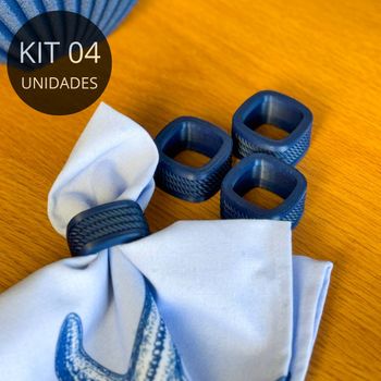 Kit 4 Porta Guardanapos Textura Cordão Azul - Coleção Peixes