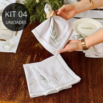 Kit 4 Guardanapos de Linho - Coleção Alecrim