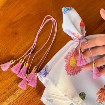 Kit 4 Porta Guardanapos em Cordão com Tassel Lavanda