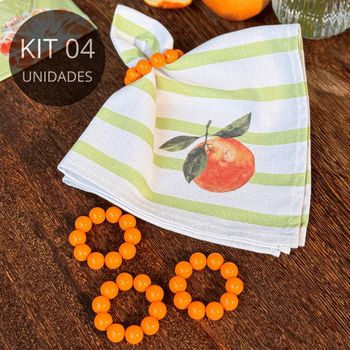 Kit 4 Porta Guardanapos de Bolas Laranja - Coleção Tangerinas