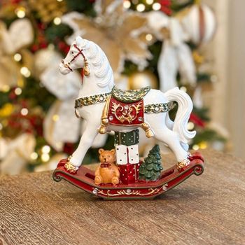 Cavalo Carrossel Branco Decorativo - Natal