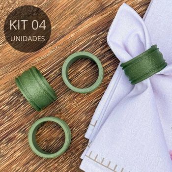 Kit 4 Porta Guardanapos Redondo Verde - Coleção Primavera