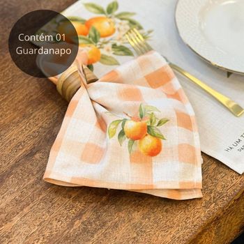 Guardanapo de Linho Xadrez Coleção Colheita - Laranjas