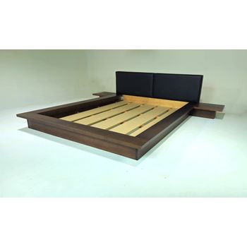 Cama Japonesa Modelo Osaka Casal imbuia com cabeceira preta