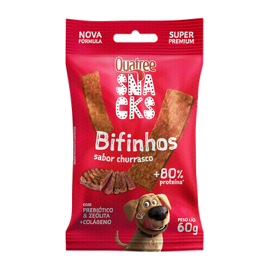 Petisco Quatree Snacks Bifinhos Sabor Churrasco para Cães 60g
