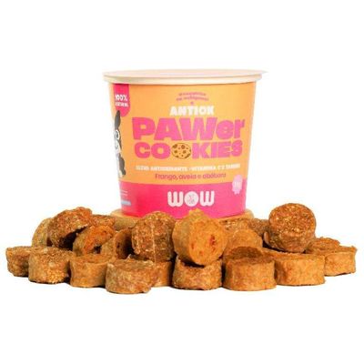 Petisco Natural WOW Pet Food PAWer Cookies Antiox Fígado, Mandioca e Banana para Cães 35g