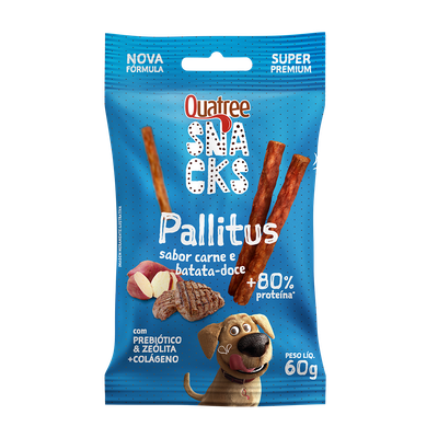 Petisco Quatree Snacks Pallitus Sabor Carne e Batata Doce para Cães 60g