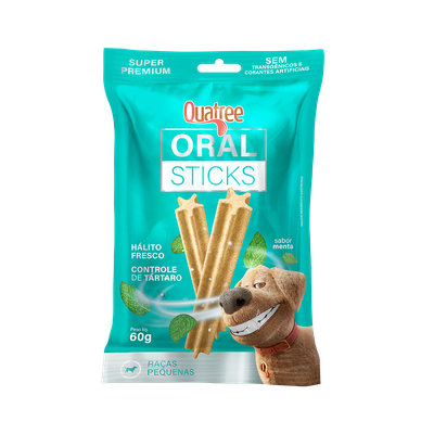 Petisco Quatree Snacks Sticks Saúde Oral Sabor Menta para Cães Raças Pequenas 60g