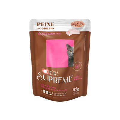 Ração Úmida Quatree Supreme Sachê para Gatos Adultos Sabor Peixe ao Molho 85g