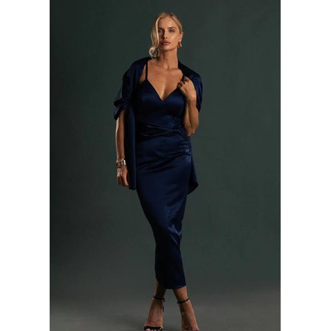 Vestido Cassino Midi Azul Marinho